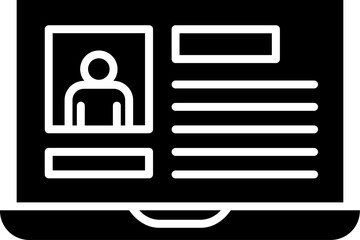 User account in laptop icon or symbol.