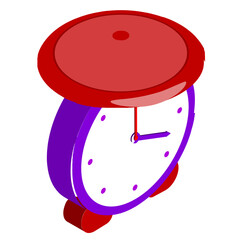 Alarm clock icon in 3d style.
