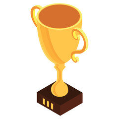 Isometric trophy or award icon.