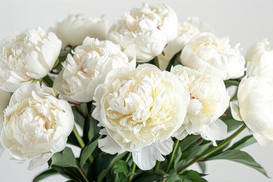 Close-up of flowers peonies. White peonies close-up.