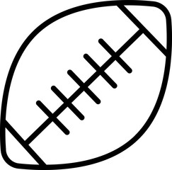 Rugby ball icon in thin line art.