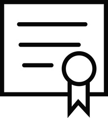 Certificate icon in thin line art.