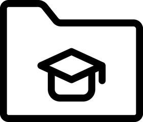 Graduation file folder icon in line art.