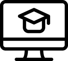 Line art online education icon in flat style.