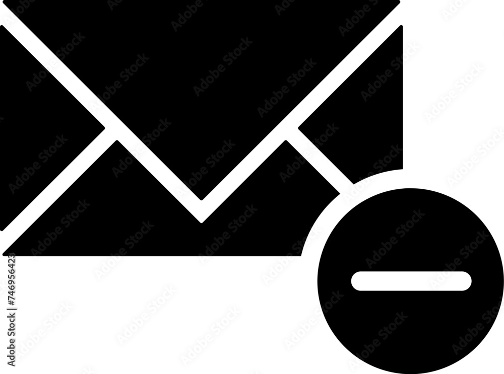 Poster cancel mail or message icon in b&w color.