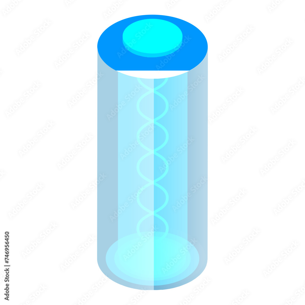 Sticker battery cell icon in 3d style.