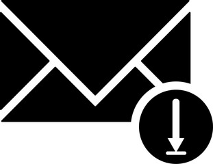 Email received or download glyph icon in flat style.