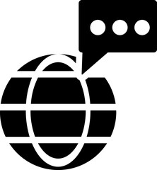 Global message or word chat icon in b&w color.