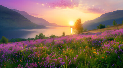 Fototapeta premium lavender field in the morning