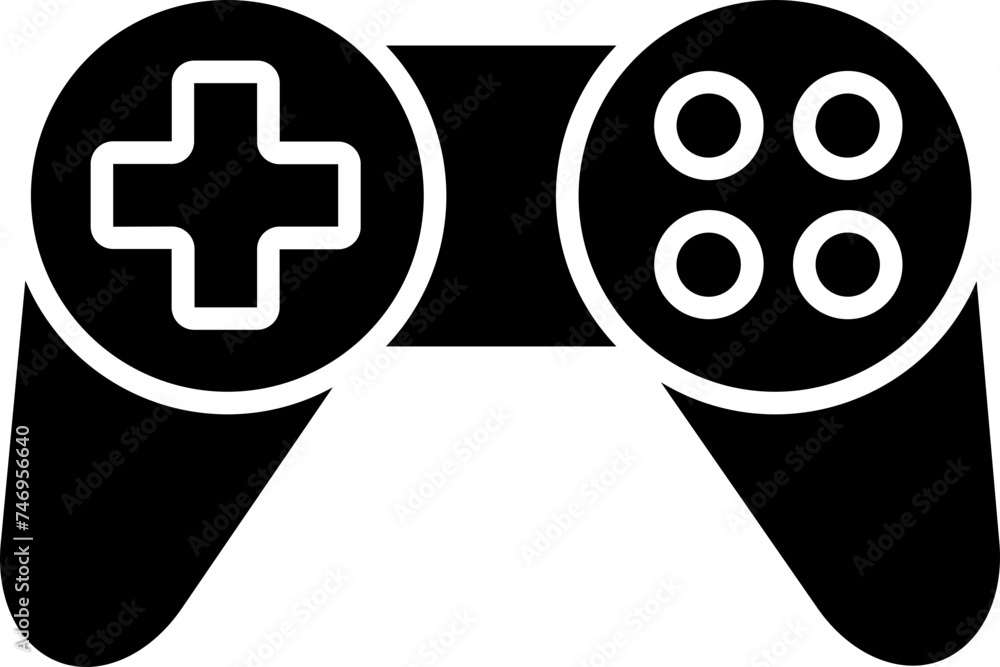 Poster isolated gamepad icon in b&w color.