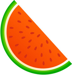 Watermelon slice in orange and green color.
