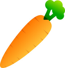 Carrot with leaf in orange and green color.