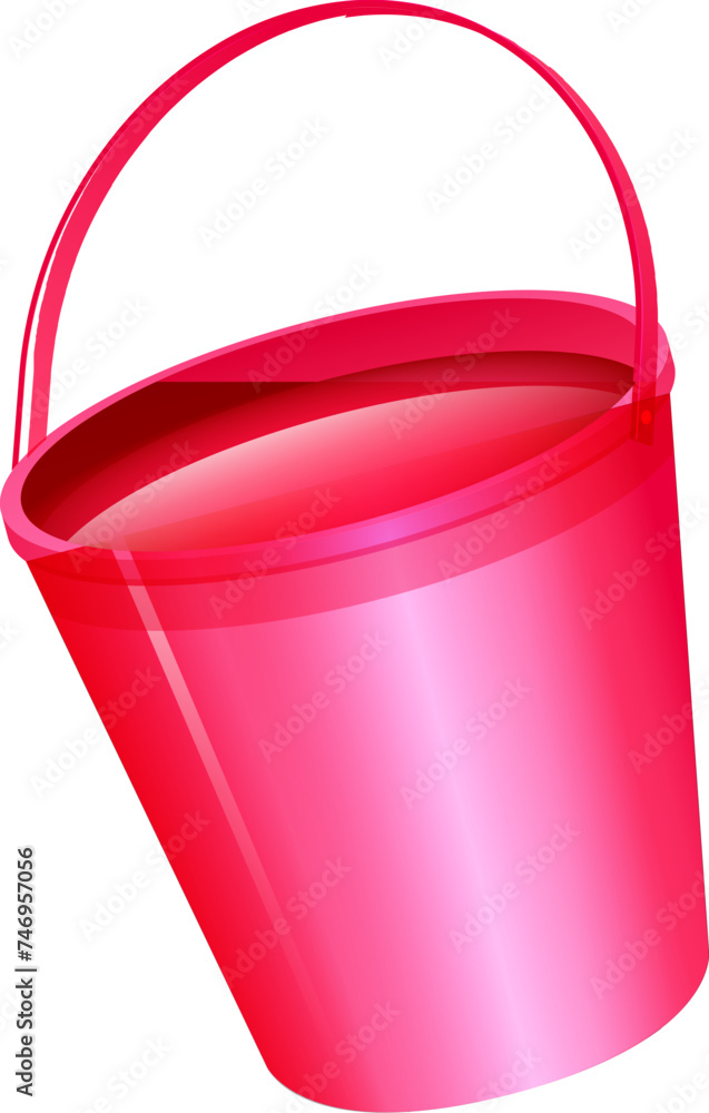 Poster vector illustration of realistic bucket in pink color.