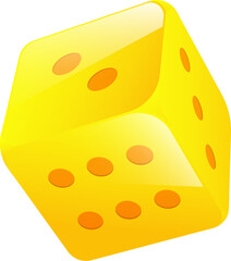 Yellow color of gambling dice element.