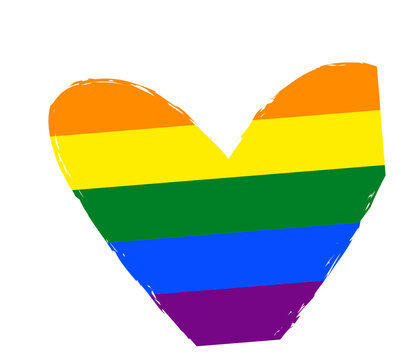 Rainbow printed heary element. LGBTQ pride heart concept.