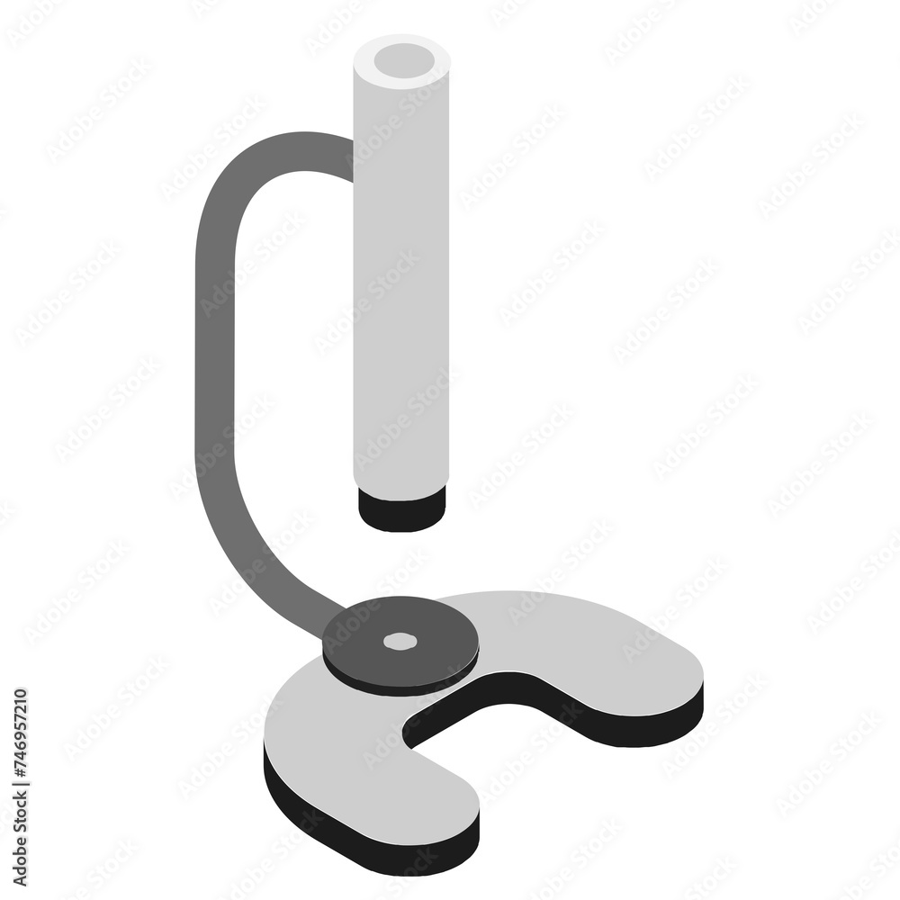 Poster isometric lab microscope element in flat style.