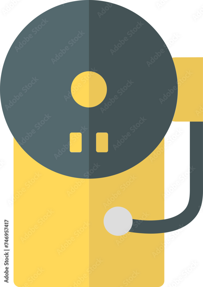 Sticker Vinyl disc player icon in yellow and gray color.