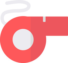 Flat style whistle icon red and white color.