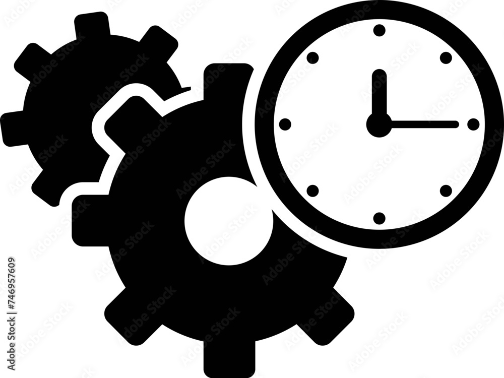 Poster time management icon in b&w color.