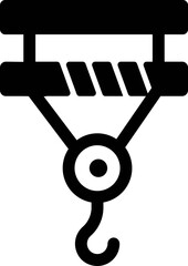 Crane hook glyph icon or symbol.