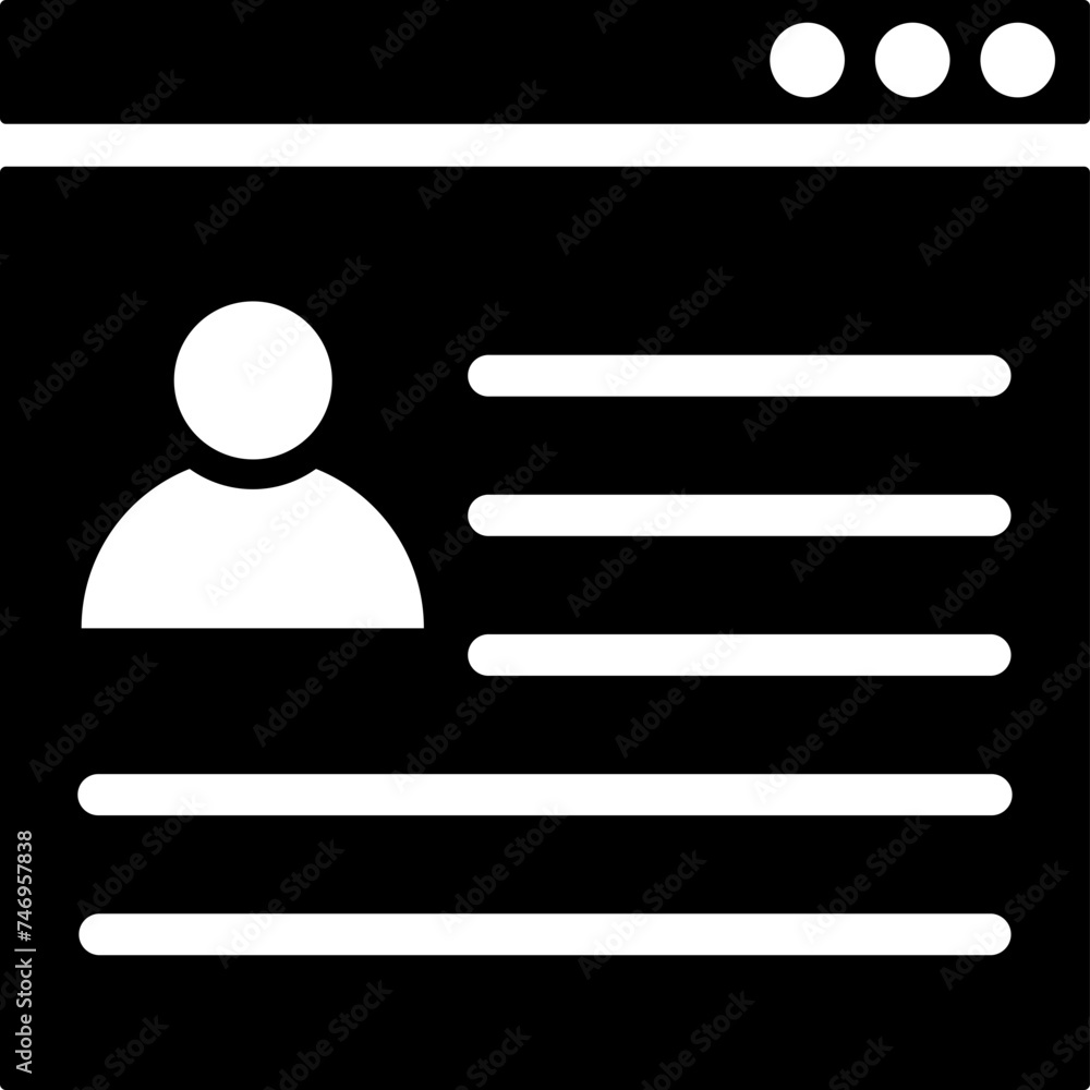 Poster online user profile icon in b&w color.