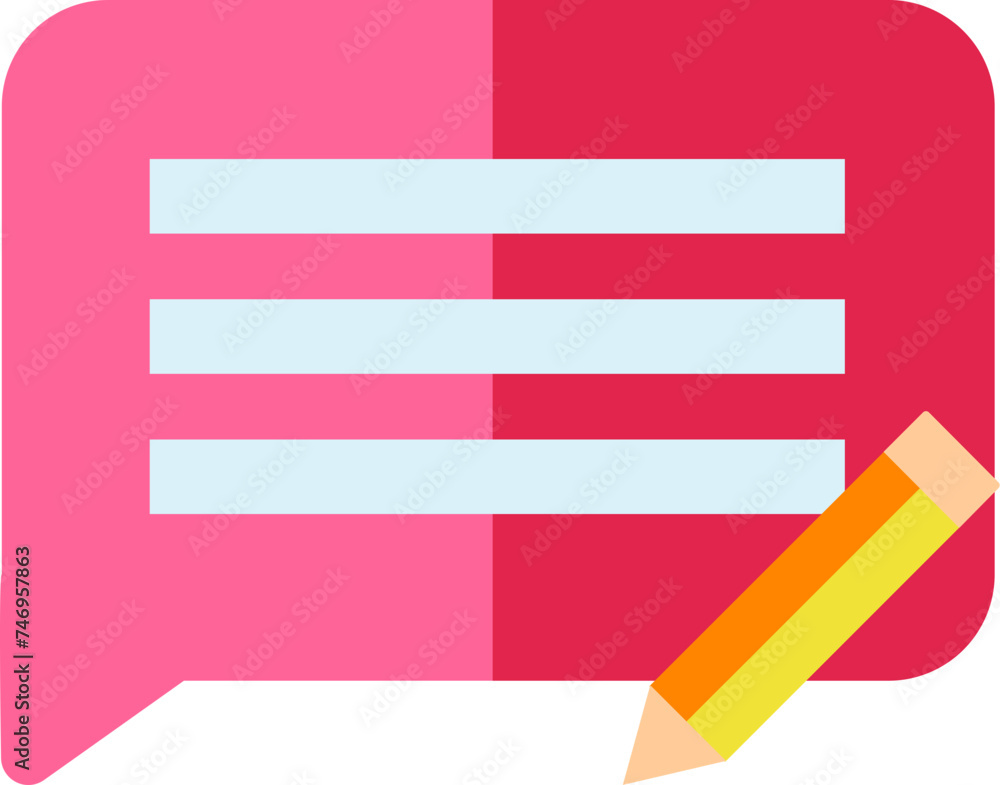 Poster edit comment or message icon in pink color.