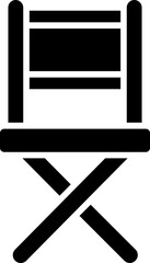 B&W illustration of folding chair icon.