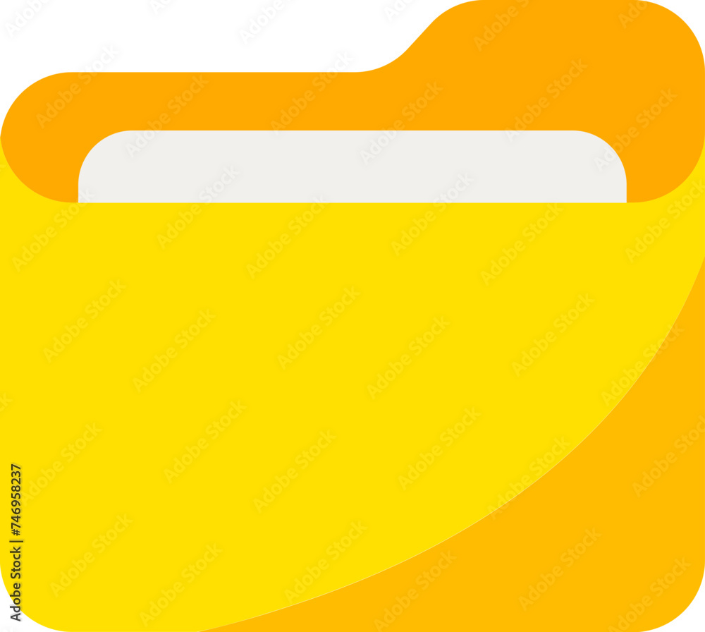 Poster open file folder icon in yellow color.