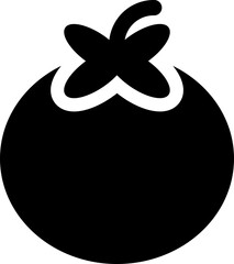 B&W illustration of tomato icon.