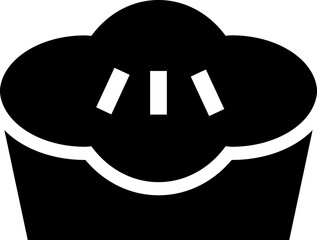 Pie cake or cupcake icon in b&w color.