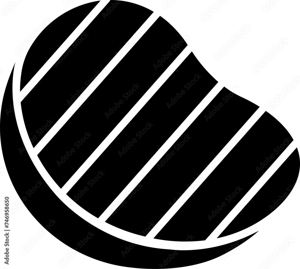 Poster b&w steak icon in flat style.