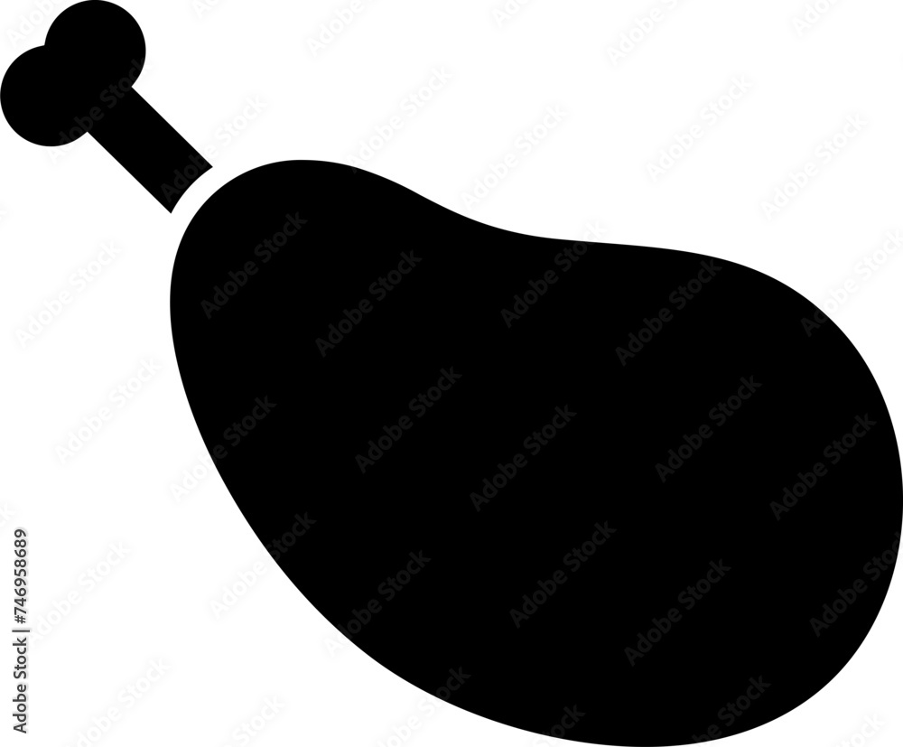 Poster chicken leg icon in black color.