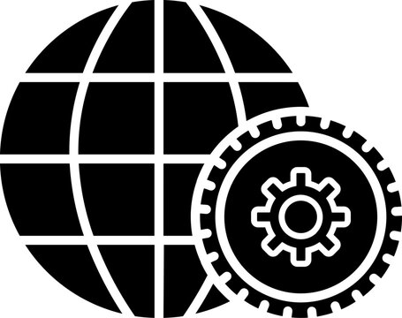 Global network setting icon in b&w color.