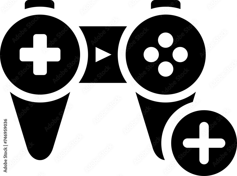 Poster add video game icon in flat style.