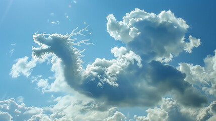 空に浮かぶ雲の形の龍