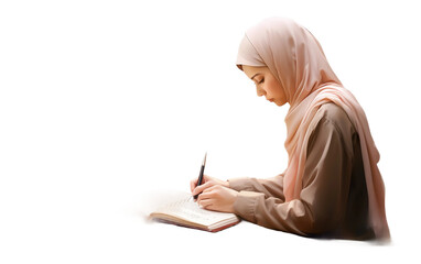 Person Writing Letters of Gratitude and Appreciation Isolated on Transparent Background PNG.