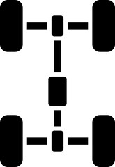 Chassis icon or symbol in b&w color.