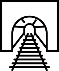 Underground mine tunnel, mining industry concept icon in line art.