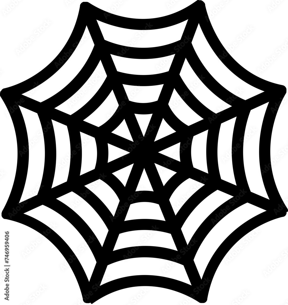 Poster b&w spider web icon in flat style.