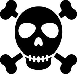 Skull bone icon b&w color.
