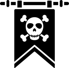 Flat style skull flag icon in b&w color.