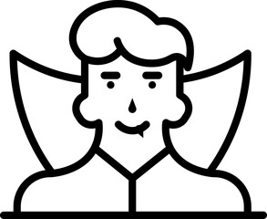 Vampire or dracula icon in line art.
