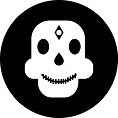 Glyph skull icon in flat style.
