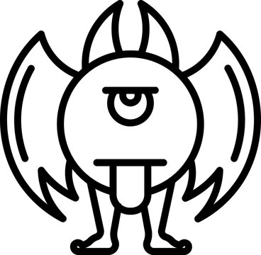 recommend clip art: Flat style monster teasing icon in black line art.