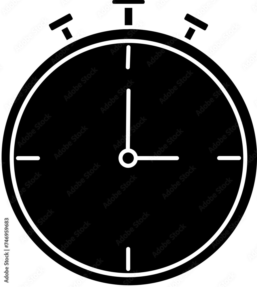 Poster alarm clock icon in b&w color.