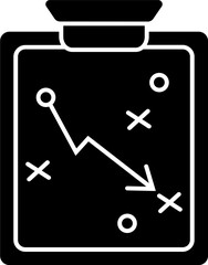 B&W illustration of strategy clipboard icon.