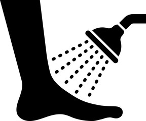 B&W illustration of washing feet icon.