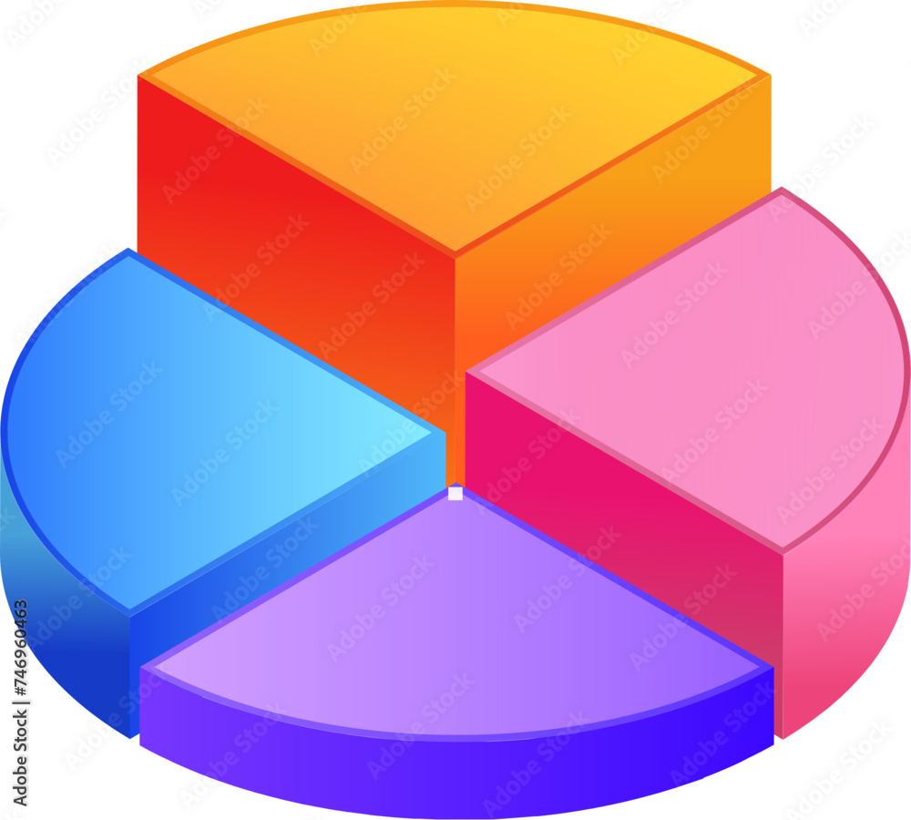 Poster 3d isometric of colorful pie chart element.
