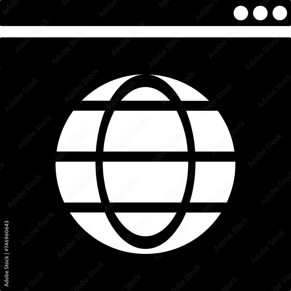 Poster web browser icon in b&w color.