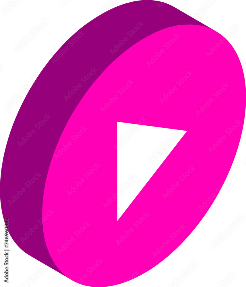 Wall mural 3d play button icon in pink color.